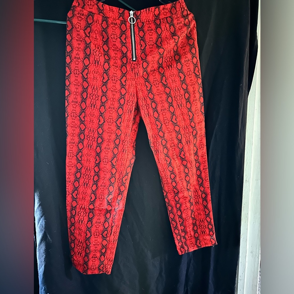 Red Snake Print Pants